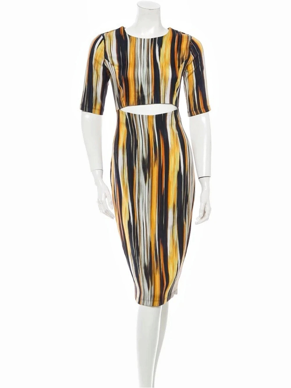 SUNO Abstract Stripe Cutout Midi Dress Size 12